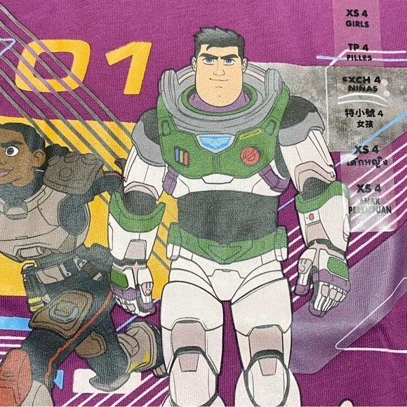 Disney Pixar Buzz Izzy, and Sox -Lightyear girls T-Shirt size 4 NWT Purple - Picture 3 of 6